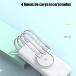 🔋 POWER BANK 20,000 MAH – CARGA RÁPIDA INALÁMBRICA + 4 CABLES INTEGRADOS