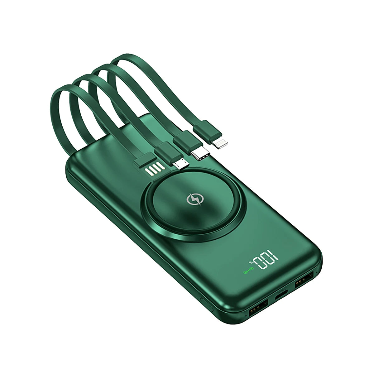 🔋 POWER BANK 20,000 MAH – CARGA RÁPIDA INALÁMBRICA + 4 CABLES INTEGRADOS