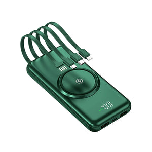 🔋 POWER BANK 20,000 MAH – CARGA RÁPIDA INALÁMBRICA + 4 CABLES INTEGRADOS