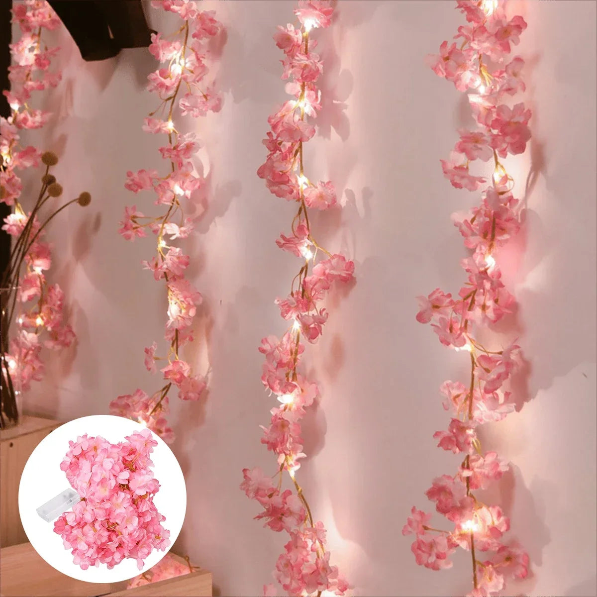 🌸 GUIRNALDA DE LUCES LED FLOR DE CEREZO – 2M CON 20 LUCES DE HADA | DECORACIÓN AESTHETIC PARA HABITACIÓN Y EVENTOS