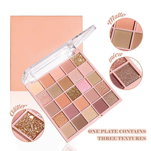 🎨 PALETA DE SOMBRAS 25 COLORES – OATMEAL MILK TEA | BRILLOS, NUDES Y TONOS TIBIOS