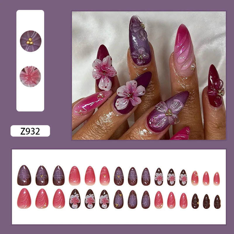 💅 UÑAS POSTIZAS FLORALES BLANCAS – 24 PIEZAS FULL COVER | ESTILO EUROPEO A LA MODA