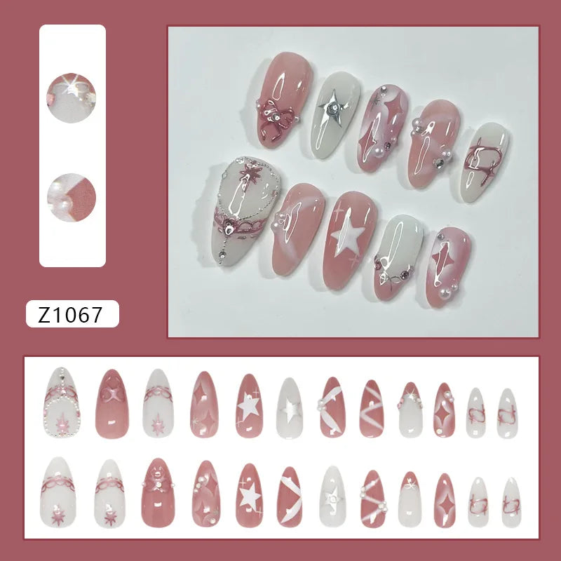 💅 UÑAS POSTIZAS FLORALES BLANCAS – 24 PIEZAS FULL COVER | ESTILO EUROPEO A LA MODA