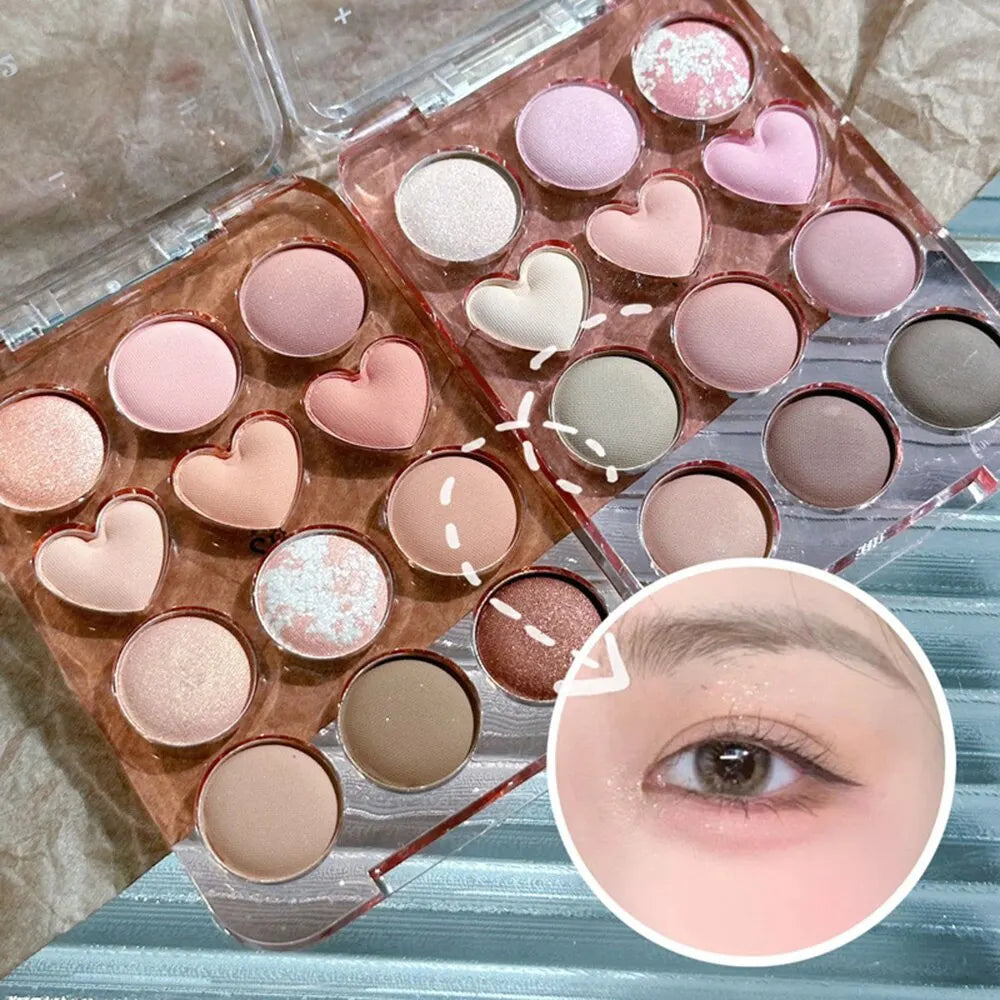 🎨 PALETA DE SOMBRAS “LOVE CALCULATOR” – 12 TONOS TIERRA & BRILLANTES | HERORANGE