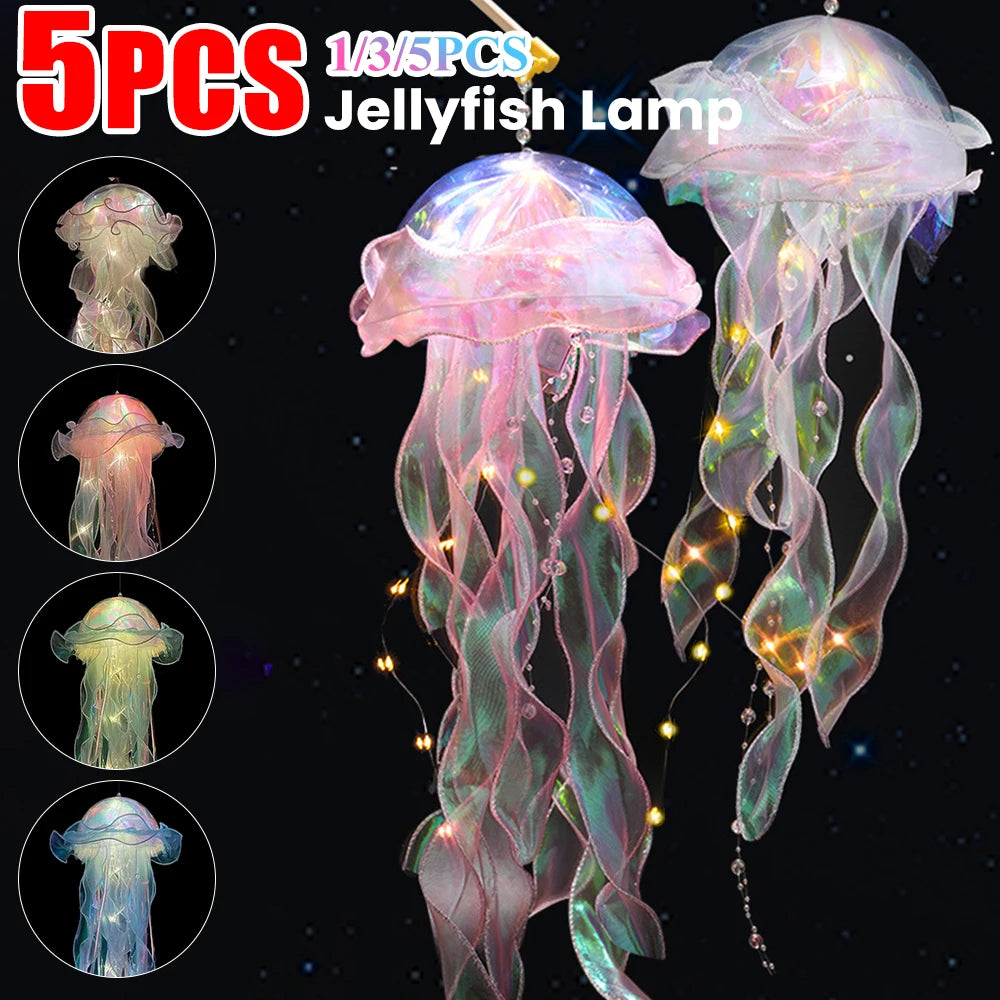 🪼 LÁMPARAS NOCTURNAS DE MEDUSA (5 PCS) – DECORACIÓN COLGANTE CON LUZ SUAVE PARA HABITACIÓN AESTHETIC