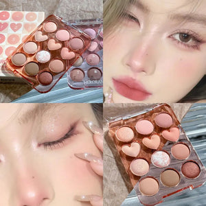 🎨 PALETA DE SOMBRAS “LOVE CALCULATOR” – 12 TONOS TIERRA & BRILLANTES | HERORANGE