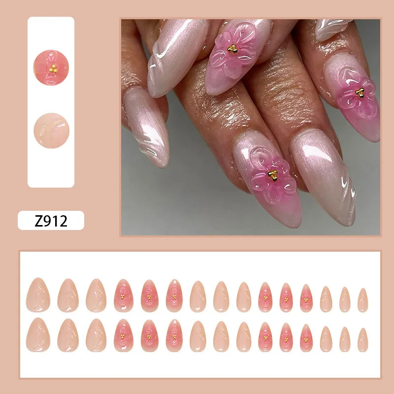💅 UÑAS POSTIZAS FLORALES BLANCAS – 24 PIEZAS FULL COVER | ESTILO EUROPEO A LA MODA