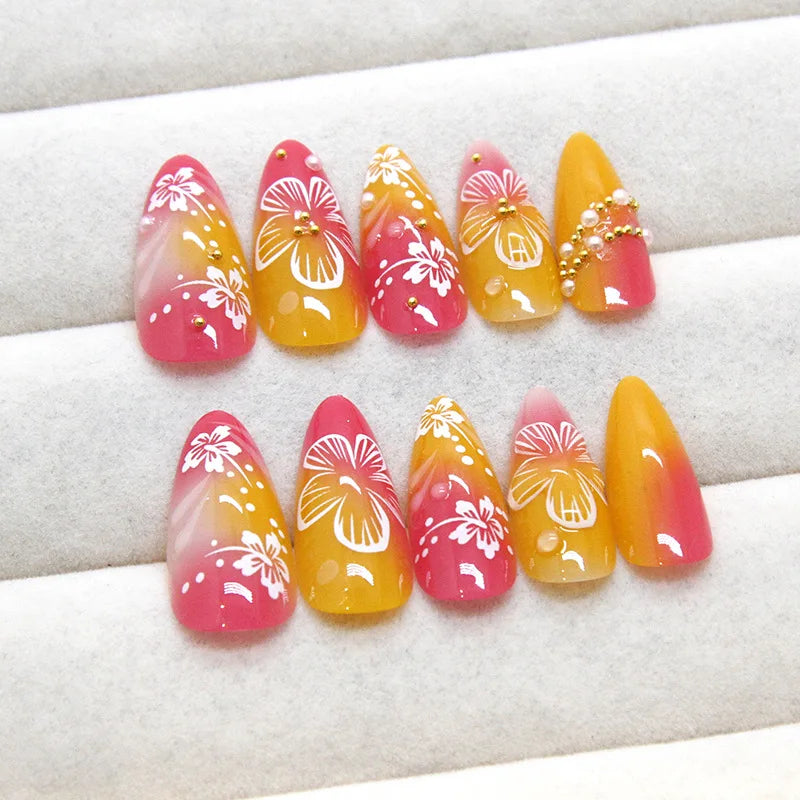💅 UÑAS POSTIZAS FLORALES BLANCAS – 24 PIEZAS FULL COVER | ESTILO EUROPEO A LA MODA