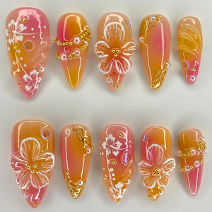 💅 UÑAS POSTIZAS FLORALES BLANCAS – 24 PIEZAS FULL COVER | ESTILO EUROPEO A LA MODA