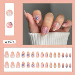 💅 UÑAS POSTIZAS FLORALES BLANCAS – 24 PIEZAS FULL COVER | ESTILO EUROPEO A LA MODA