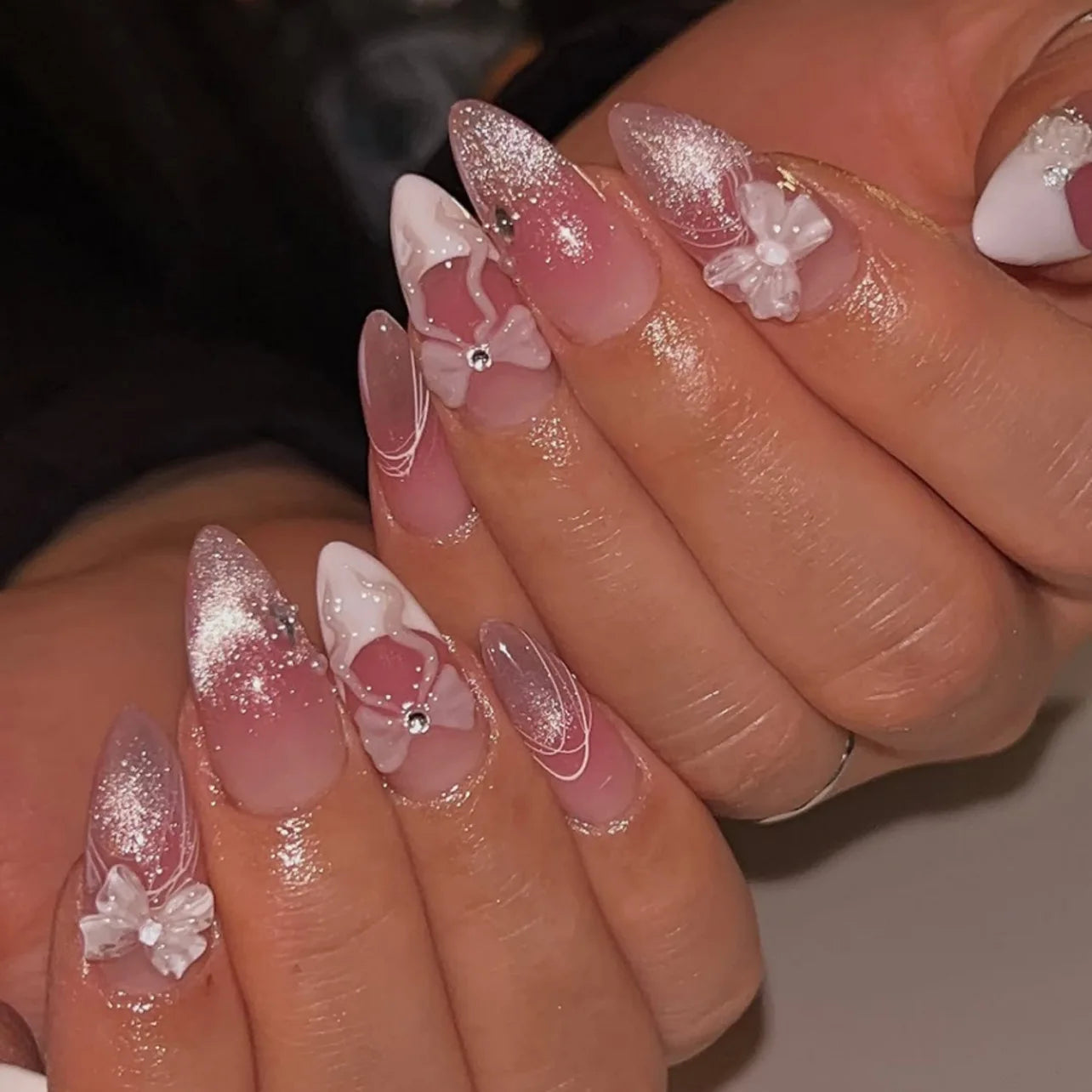 💅 UÑAS POSTIZAS FLORALES BLANCAS – 24 PIEZAS FULL COVER | ESTILO EUROPEO A LA MODA