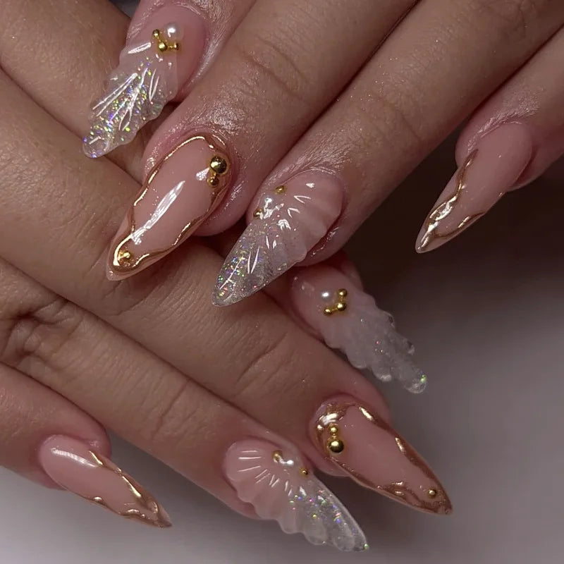 💅 UÑAS POSTIZAS FLORALES BLANCAS – 24 PIEZAS FULL COVER | ESTILO EUROPEO A LA MODA