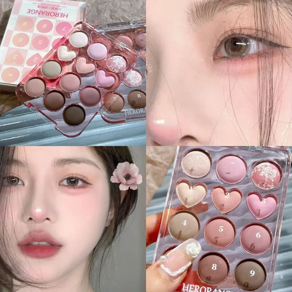 🎨 PALETA DE SOMBRAS “LOVE CALCULATOR” – 12 TONOS TIERRA & BRILLANTES | HERORANGE