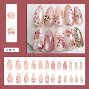 💅 UÑAS POSTIZAS FLORALES BLANCAS – 24 PIEZAS FULL COVER | ESTILO EUROPEO A LA MODA