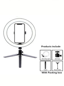 💡 ARO DE LUZ 26 CM CON TRÍPODE – ILUMINACIÓN PROFESIONAL PARA FOTO Y VIDEO