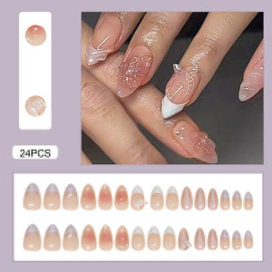 💅 UÑAS POSTIZAS FLORALES BLANCAS – 24 PIEZAS FULL COVER | ESTILO EUROPEO A LA MODA