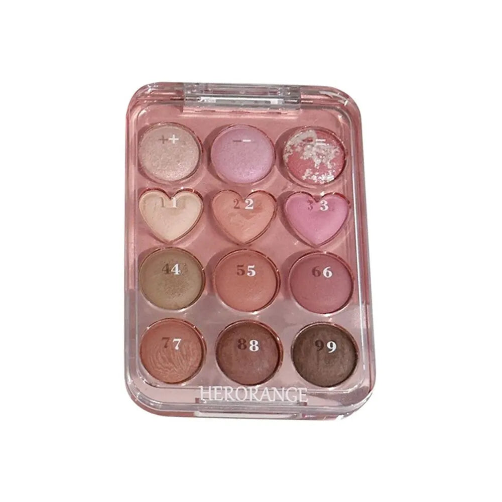 🎨 PALETA DE SOMBRAS “LOVE CALCULATOR” – 12 TONOS TIERRA & BRILLANTES | HERORANGE